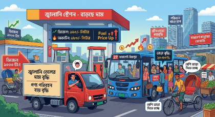 জ্বালানি তেলের দাম বাড়ায় পরিবহন খাতে চাপ, বাড়ছে ভাড়া ও পণ্য পরিবহন ব্যয়
জ্বালানি তেলের দাম বাড়ায় পরিবহন খাতে চাপ, বাড়ছে ভাড়া ও পণ্য পরিবহন ব্যয়